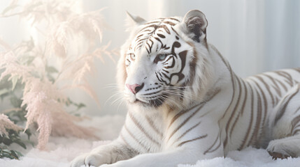 Fototapeta premium Albino Tiger's Mystical Close-Up