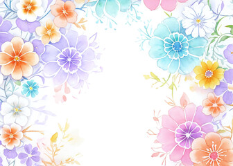 Fototapeta na wymiar A vibrant tapestry of blooming petals, painted in watercolor, intertwined in a whimsical pattern on soft fabric, evoking a sense of lively beauty and free-spiritedness. 