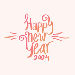 Naklejka na ściany i meble Happy new year 2024 design. Gradient number illustrations. Premium Hand drawing vector design for poster, banner, greeting and new year 2024 celebration