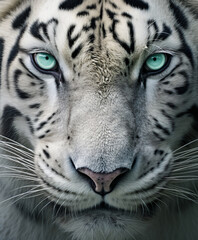 Fototapeta premium a close up of a white tiger with green eyes