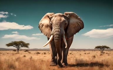 Fototapeta na wymiar 3d render of elefant in safari Africa ai generative 