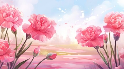 Fototapeta premium Gerbera flower background and spring will come letter, vector illustration for greeting cards, wallpapers, brochures, invitations, stories and social media posts.