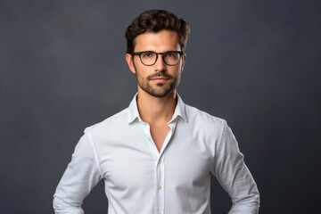 Obraz premium a man in a white shirt and glasses