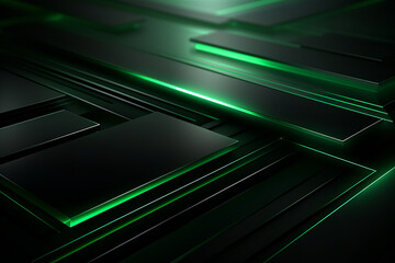 3D green techno abstract background overlap layer on dark space with glowing lines shape decoration Modern graphic design element future style concept for banner