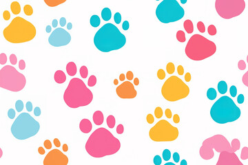 Fototapeta premium Colorful dog paws, vector illustration