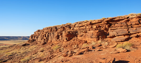 Desert cliff on suuny clear day