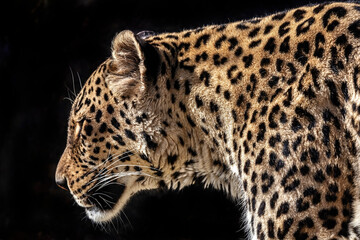 Persian leopard's head. Latin name - Panthera pardus saxicolor	