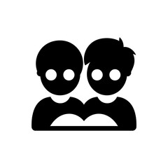 Two friends sharing a book icon - Simple Vector Illustration