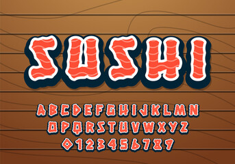 Sushi modern font effect, japanese food font
