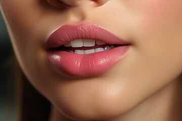 Fototapeta premium Photorealistic, beautiful female natural lips without lipstick close-up ,studio photo