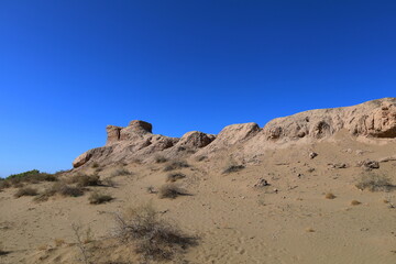 The ruins of Duman Kala, one of the Desert Castles of Ancient Khorezm traditionally known as Elliq Qala in Karakpakstan, Uzbekistan