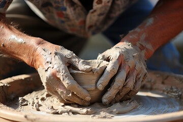Master Potters Skilled Hands Crafting Exquisite Clay Pottery - Artisan Handmade Ceramics