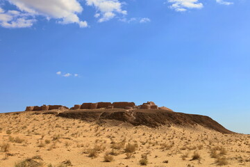 The ruins of Ayaz Kala, one of the Desert Castles of Ancient Khorezm traditionally known as Elliq Qala, Unesco World Heritage Site in Karakpakstan, Uzbekistan