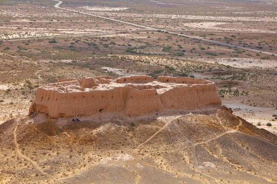 The ruins of Ayaz Kala, one of the Desert Castles of Ancient Khorezm traditionally known as Elliq Qala, Unesco World Heritage Site in Karakpakstan, Uzbekistan