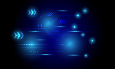 blue lines circuit with arrow shapes abstract high technology background