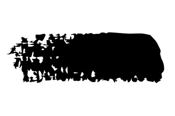 Collection of modern Black Grunge Brush Strokes on Transparent Background. Grunge texture elongated long black background. Isolated black ink stencils for graphic design