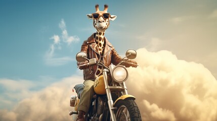 giraffe biker.Generative AI