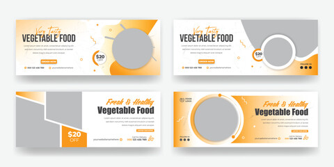 Healthy Natural Vegetable Food Menu Facebook Cover Or Chinese Social Media Facebook Cover Banner Template Design.