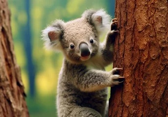 Fototapeten Junger Koala am Baum © paganin
