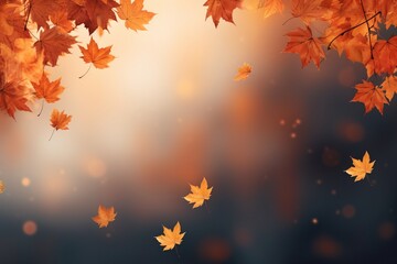 Flying fall maple leaves on autumn background, maple leaves on autumn background, autumn concept, fall maple leaves, autumn background