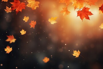 Flying fall maple leaves on autumn background, maple leaves on autumn background, autumn concept, fall maple leaves, autumn background