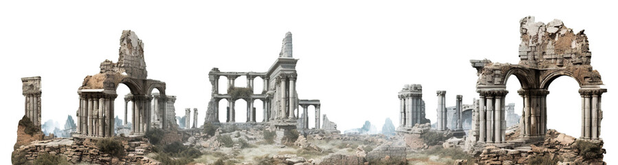 Ancient historical ruins cut out