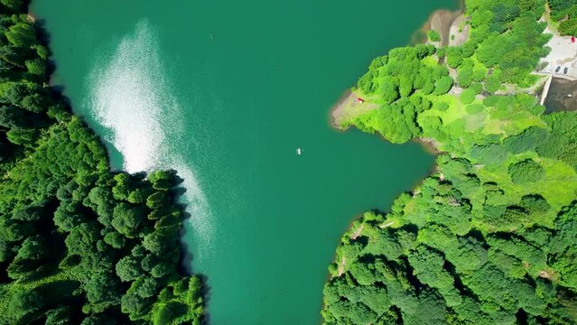 Artvin Borcka Karag&ouml;l wonderful body of water among green vegetation viewing from air