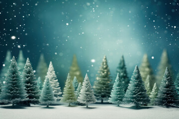 A Serene Winter Night. Snow-Covered Trees and Starlit Sky Reflecting the Magic of Christmas