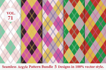 Argyle Pattern Bundle 5 designs Vol.71,geometric,Knitted,plaid
