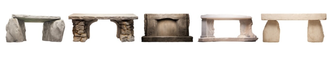 Stone altar - set of various stone altars - various models from several time periods and...