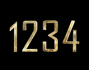 natural golden gold metallic numbers 1 2 3 4