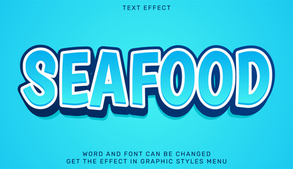 Seafood text effect template in 3d design