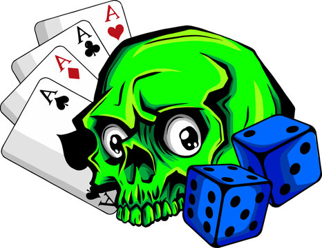 vector illustration of Aces and Skull on white background. digital draw