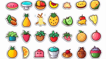 Hand drawn set colorful fruit vector illustration image Ai generated art