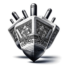 Intricate Silver Dreidel Design, Hanukkah Celebration Symbol, Concept of Jewish Tradition and Cultural Identity