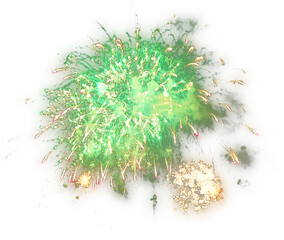 Festival fireworks bursting sparkling on transparent background