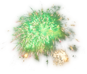 Festival fireworks bursting sparkling on transparent background