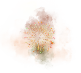 Festival fireworks bursting sparkling on transparent background
