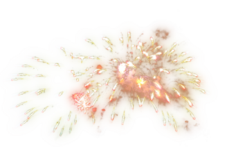 Festival fireworks bursting sparkling on transparent background