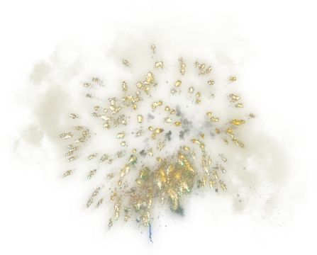 Festival fireworks bursting sparkling on transparent background