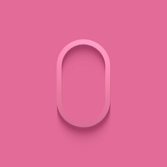 set of pink numbers on pink background, 3d illustration, zero