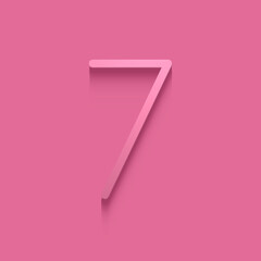 set of pink numbers on pink background, 3d illustration, seven