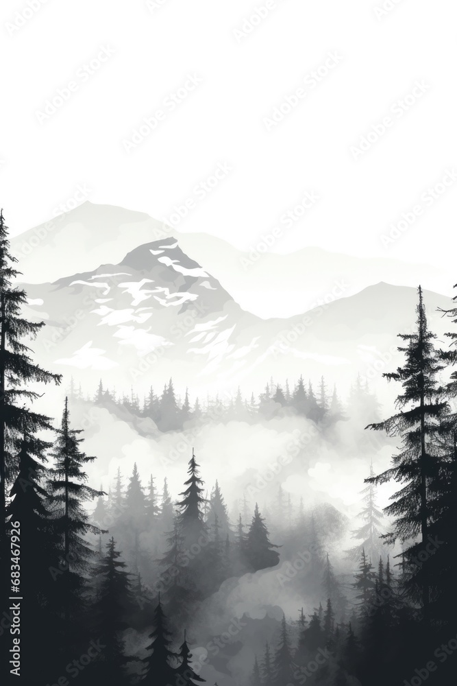 Poster a stunning black and white photograph capturing the beauty of a mountain range. this photo can be us
