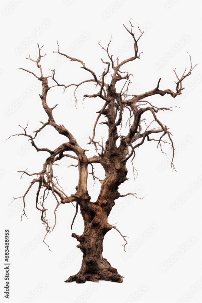 Poster a picture of a bare tree against a white background. this image can be used for various purposes.