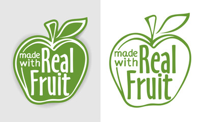 Made with real fruit - calligraphic emblem - obrazy, fototapety, plakaty