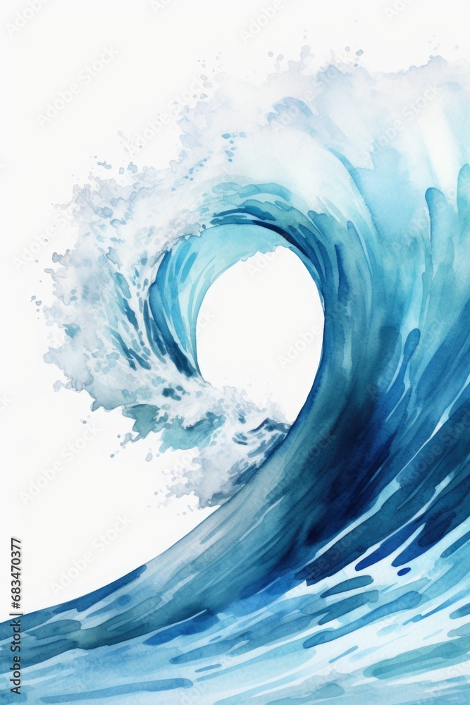 Poster A striking painting capturing the essence of a large wave in the ocean. Perfect for adding a touch of nature's power and beauty to any space