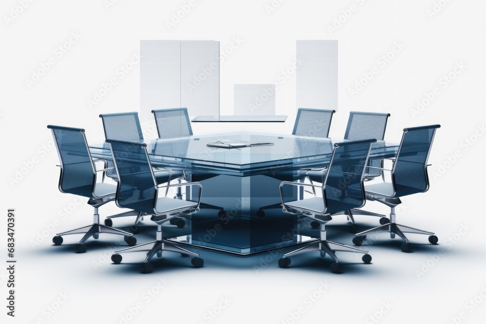 Aufkleber a professional conference table with chairs and a monitor. ideal for business meetings and presentat