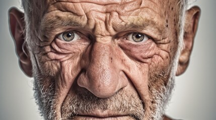 Intense expression on a man's face in a studio closeup.
