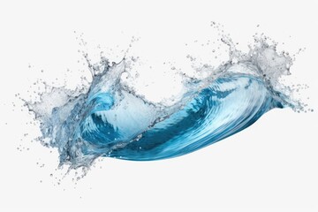 Obraz premium A dynamic image of a blue wave splashing on a clean white background.