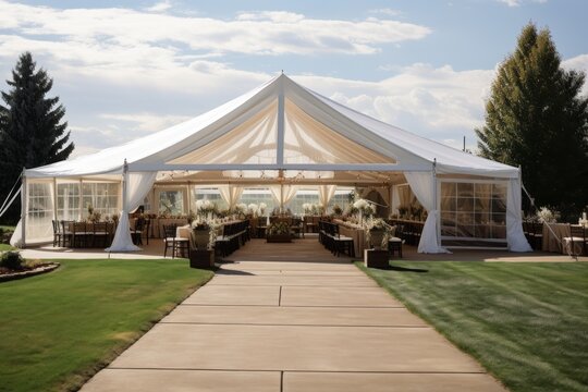 Outdoor wedding tent decorated with flowers, outdoor wedding